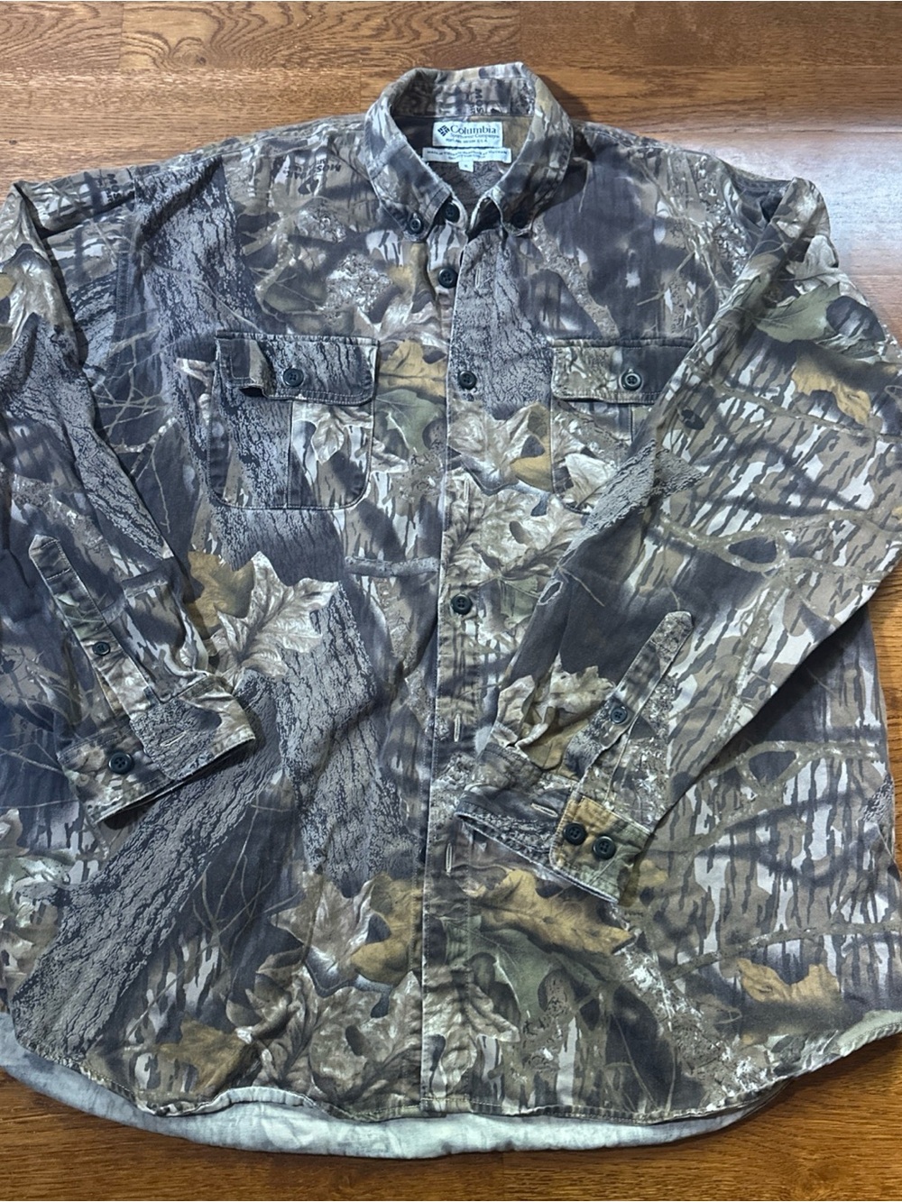 Columbia Camo Shirt Mens XL Mossy Oak Break Up Long Sleeve Hunting Button Up! - Picture 2 of 6
